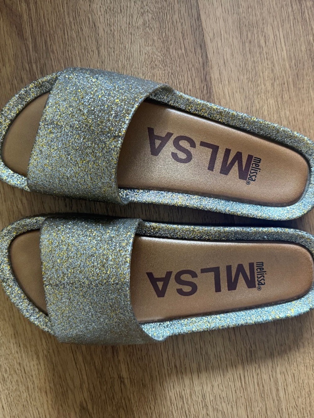Melissa Jelly gold sparkle slides - 9